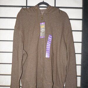 Men's NWT LEE Premium Select Regular Fit Textured Hoodie Brown Size XXL